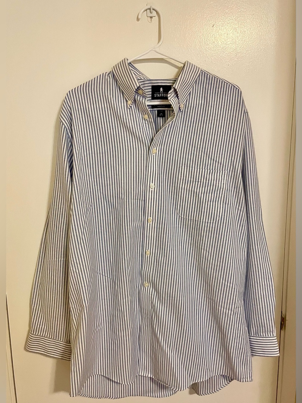 STAFFORD Striped Wrinkle Free Oxford Shirt | Fitted 17 34/35